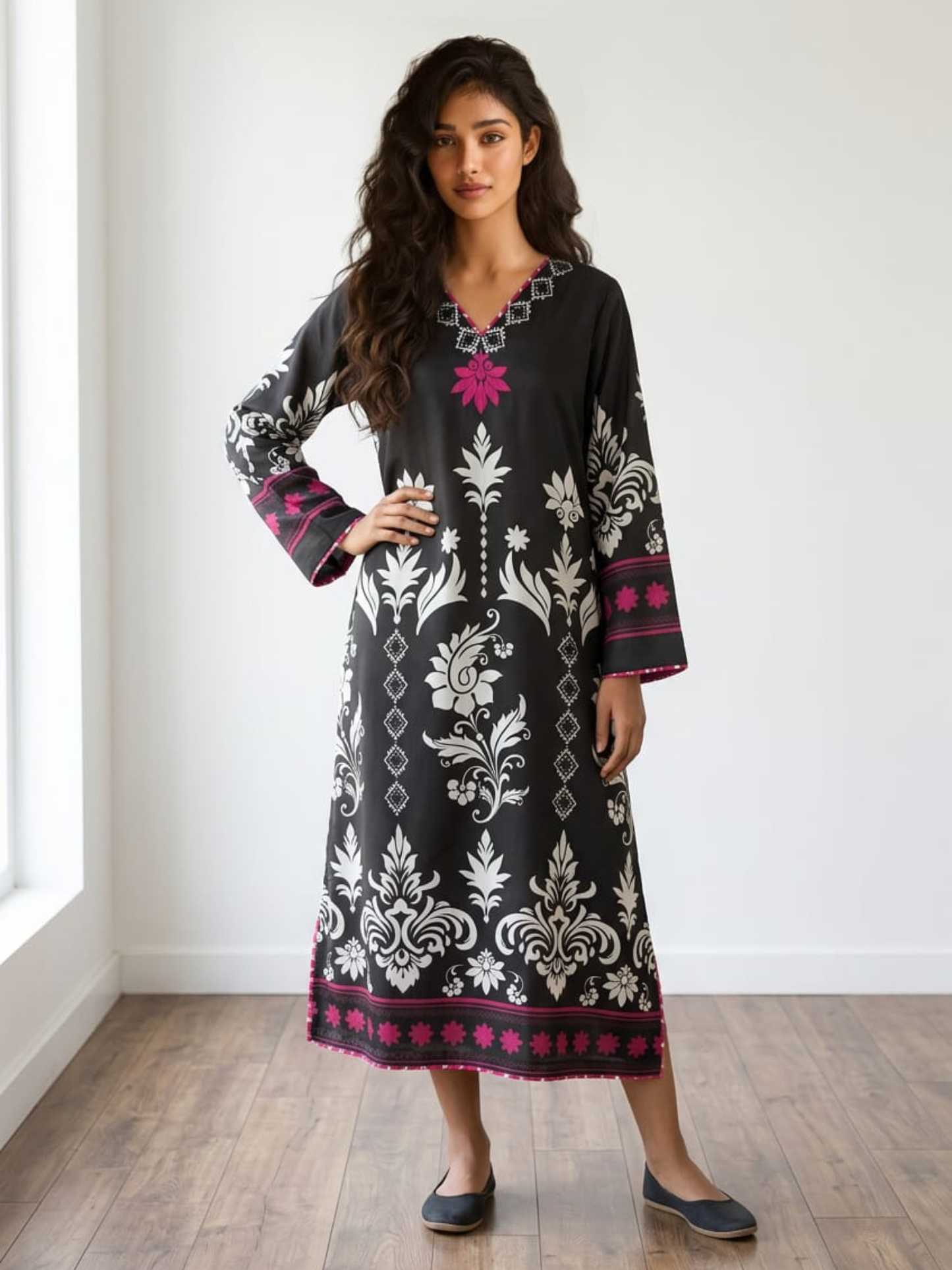Couture Digital Printed Silk Kaftan