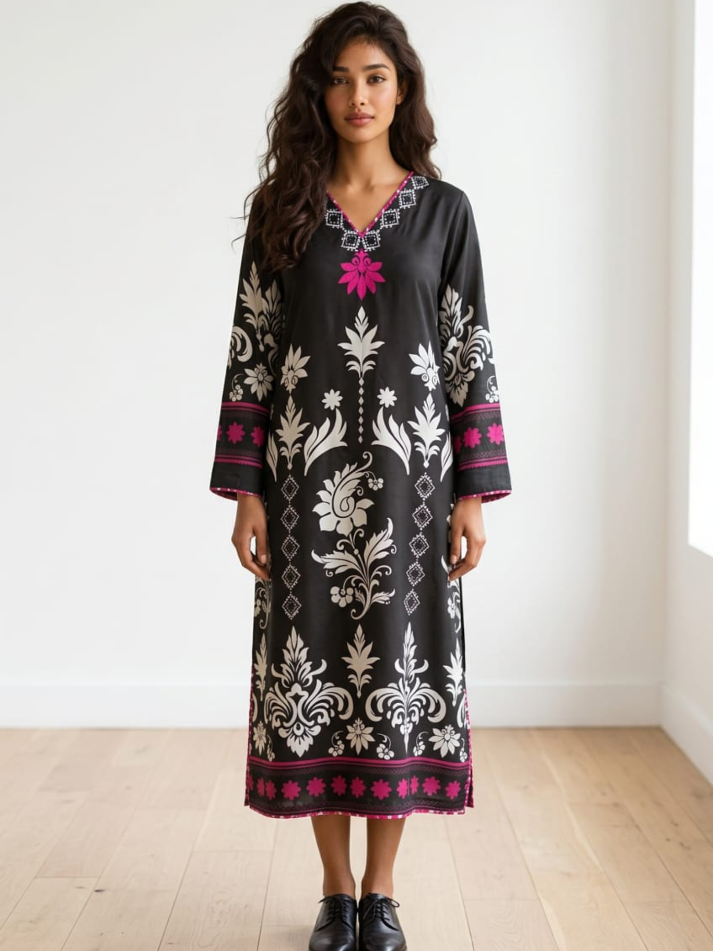 Couture Digital Printed Silk Kaftan