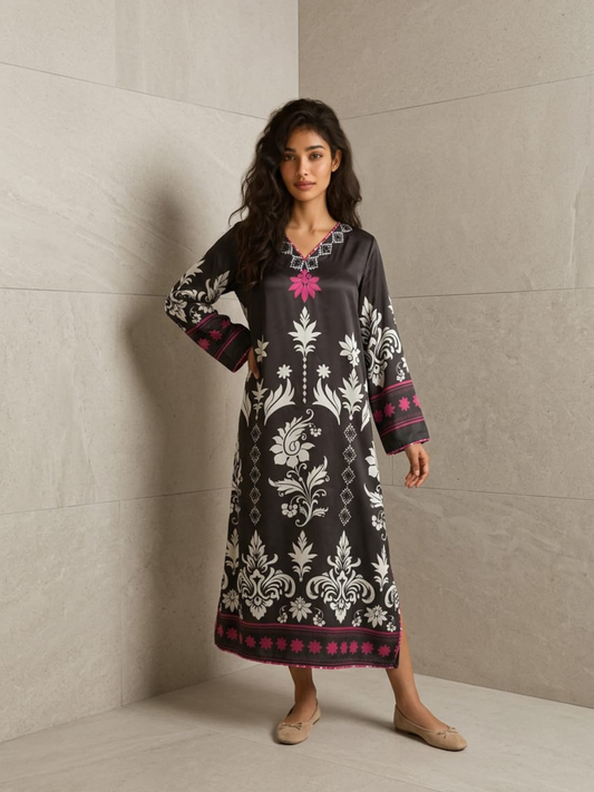 Couture Digital Printed Silk Kaftan