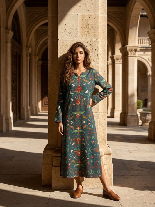 Signature Digital Printed Silk Kaftan