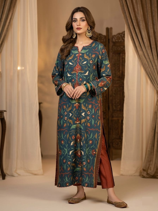 Signature Digital Printed Silk Kaftan