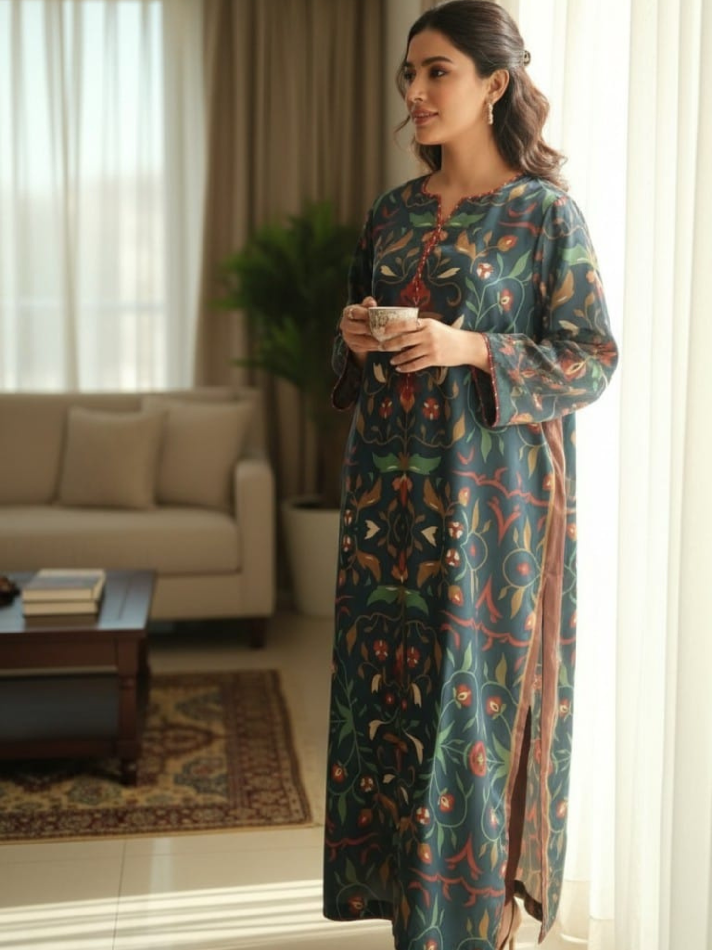 Signature Digital Printed Silk Kaftan